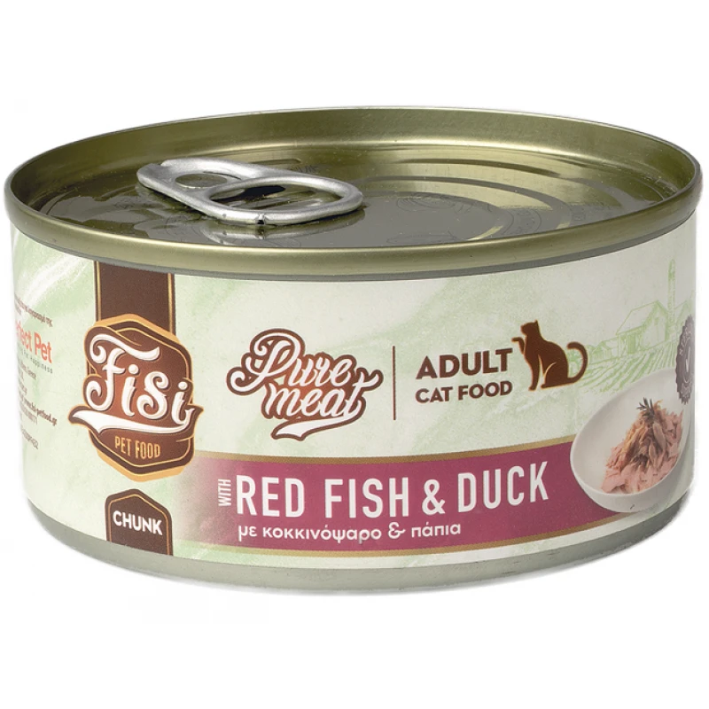 Fisi Pure Meat Cat Adult Κοκκινόψαρο & Πάπια σε κομματάκια 170gr Γάτες Fisi Pure Meat Cat Adult Κοκκινόψαρο & Πάπια σε κομματάκια 170gr Γάτες