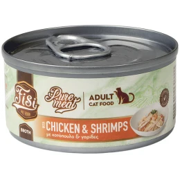 Fisi Pure Meat Cat Adult Κοτόπουλο & Γαρίδες σε Ζωμό 80gr Fisi Pure Meat Cat Adult Κοτόπουλο & Γαρίδες σε Ζωμό 80gr