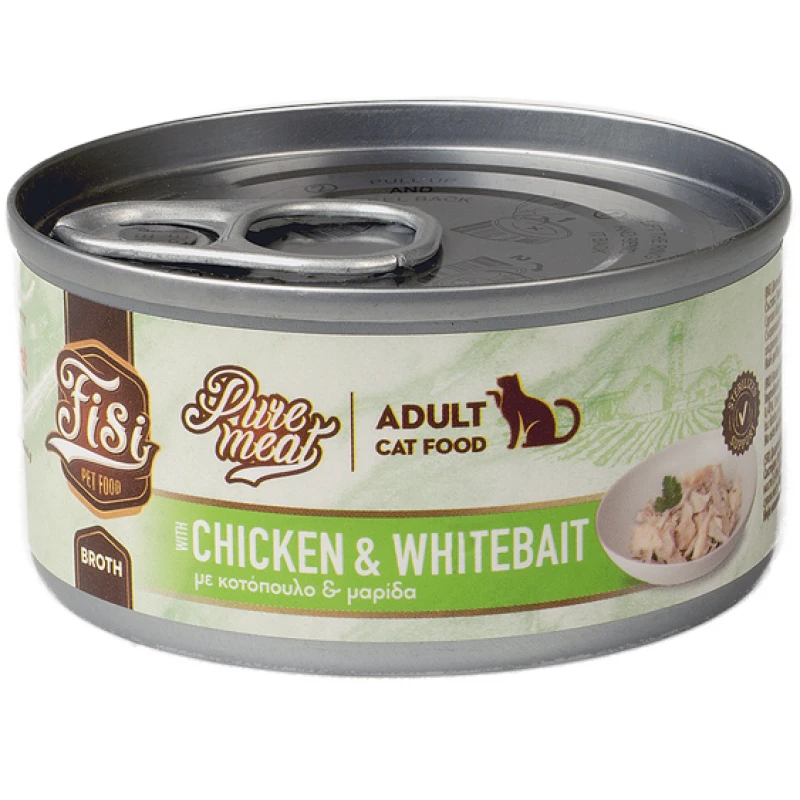 Fisi Pure Meat Cat Adult Κοτόπουλο & Μαρίδα σε Ζωμό 80gr Γάτες Fisi Pure Meat Cat Adult Κοτόπουλο & Μαρίδα σε Ζωμό 80gr Γάτες