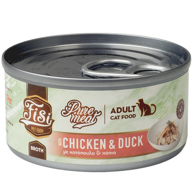Fisi Pure Meat Cat Adult Κοτόπουλο & Πάπια σε Ζωμό 80gr Γάτες Fisi Pure Meat Cat Adult Κοτόπουλο & Πάπια σε Ζωμό 80gr Γάτες