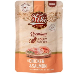 Fisi Pure Meat Cat Adult Mousse Κοτόπουλο & Σολομό 80gr Fisi Pure Meat Cat Adult Mousse Κοτόπουλο & Σολομό 80gr