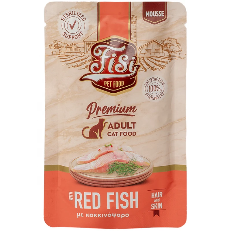 Fisi Pure Meat Cat Adult Mousse Κοκκικόψαρο Hair & Skin 80gr Γάτες Fisi Pure Meat Cat Adult Mousse Κοκκικόψαρο Hair & Skin 80gr Γάτες
