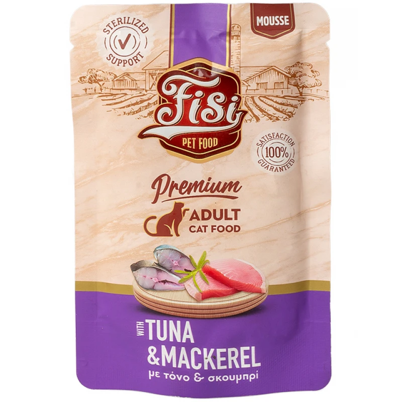 Fisi Pure Meat Cat Adult Mousse Τόνος & Σκουμπρί 80gr Γάτες Fisi Pure Meat Cat Adult Mousse Τόνος & Σκουμπρί 80gr Γάτες