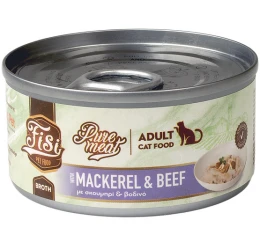Fisi Pure Meat Cat Adult Σκουμπρί & Βοδινό σε Ζωμό 80gr Fisi Pure Meat Cat Adult Σκουμπρί & Βοδινό σε Ζωμό 80gr