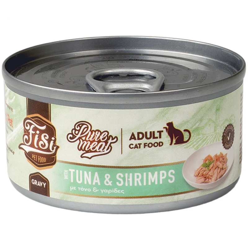 Fisi Pure Meat Cat Adult Τόνος & Γαρίδες σε σάλτσα 80gr Γάτες Fisi Pure Meat Cat Adult Τόνος & Γαρίδες σε σάλτσα 80gr Γάτες