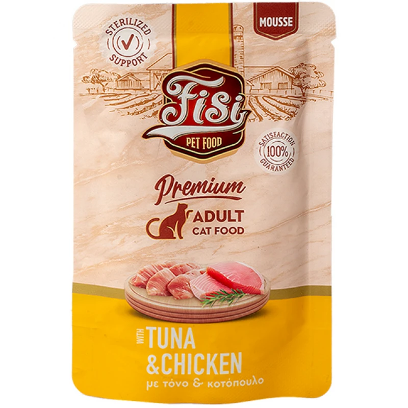 Fisi Pure Meat Cat Adult Mousse Τόνος & Κοτόπουλο 80gr Γάτες Fisi Pure Meat Cat Adult Mousse Τόνος & Κοτόπουλο 80gr Γάτες