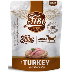 Pouch Σκύλου Fisi Fillet Dog Adult Γαλοπούλα σε Ζελέ 500gr