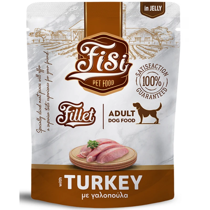 Pouch Σκύλου Fisi Fillet Dog Adult Γαλοπούλα σε Ζελέ 500gr Σκύλοι