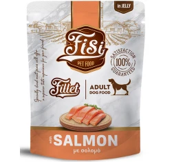 Pouch Σκύλου Fisi Fillet Dog Adult Σολομός σε Ζελέ 500gr