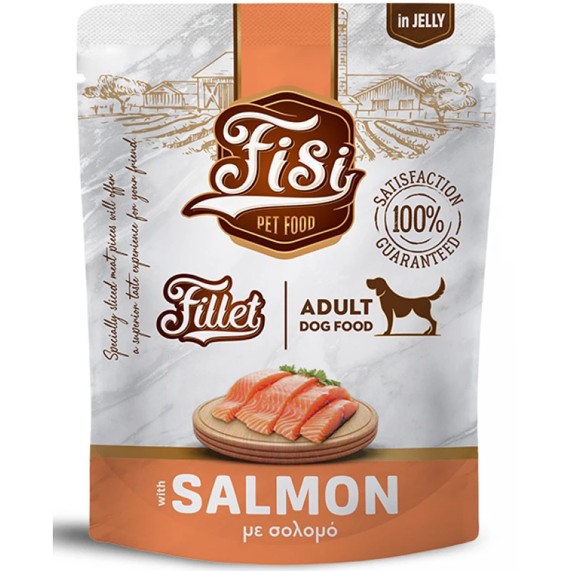 Pouch Σκύλου Fisi Fillet Dog Adult Σολομός σε Ζελέ 500gr Σκύλοι