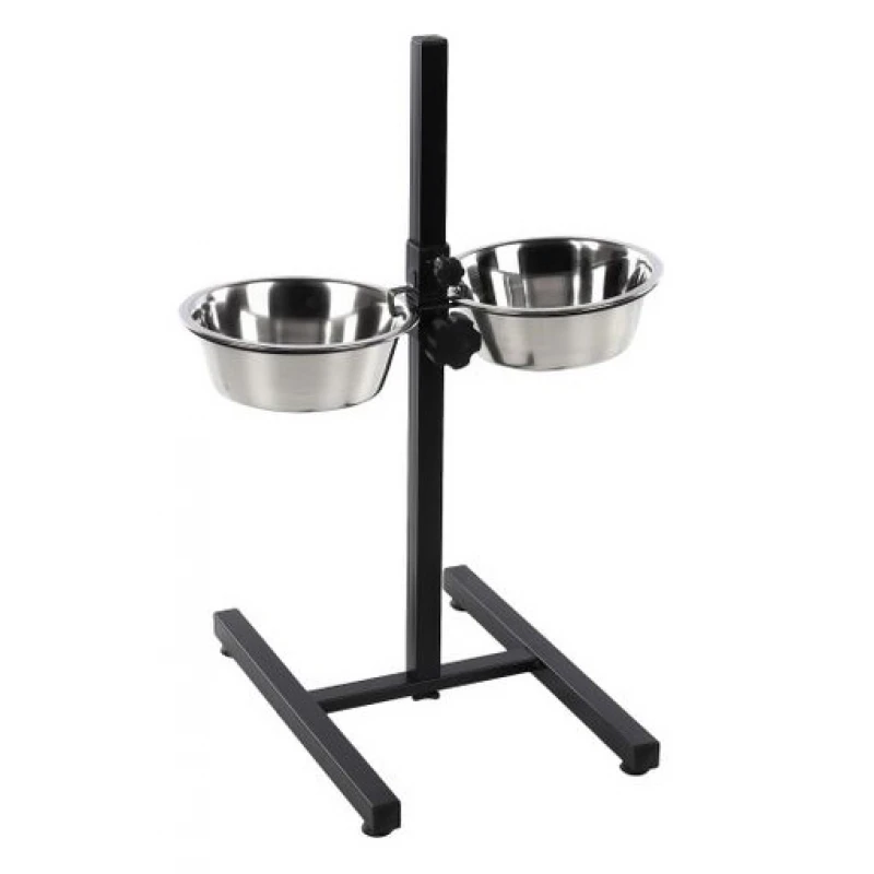 Διπλό Μπολ Flamingo Otis με Πτυσσόμενη Βάση 2x21cm 1,5L Σκύλοι