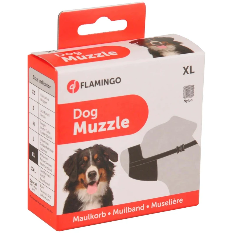 Φίμωτρο Σκύλου Flamingo Muzzle Nylon Black XL 29x57-83cm Σκύλοι