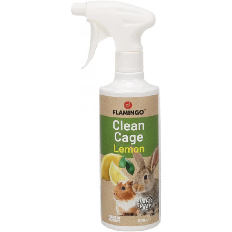 Flamingo Clean Spray Lemon Καθαριστικό Κλουβιών Μικρών Ζώων 500ml Μικρά Ζώα - Κουνέλια