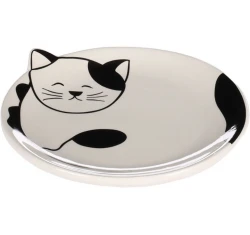 Κεραμικό Μπολ Γάτας Flamingo Ravi Λευκό/Μαύρο 80ml 13,5x2cm