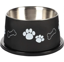 Μπολ Ανοξείδωτο Flamingo Long Eared Kena 900ml Μαύρο για Σκύλους με Μακριά Αυτιά