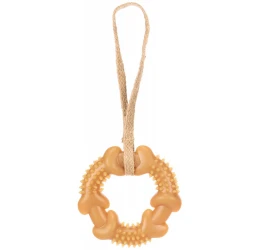 Παιχνίδι Σκύλου Flamingo Guma Rubber Ring with Rope 25,5x11,8x2,8cm Καφέ