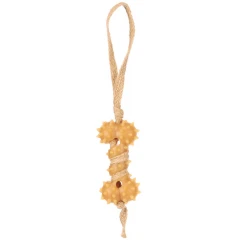 Παιχνίδι Σκύλου Flamingo Guma Rubber Bone with Rope 32x5,5x4cm Καφέ