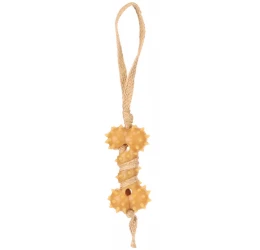Παιχνίδι Σκύλου Flamingo Guma Rubber Bone with Rope 32x5,5x4cm Καφέ