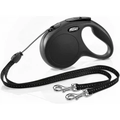 Flexi Classic Duo Medium Κορδόνι 5m Εως 16kg Μαύρο  Flexi Classic Duo Medium Κορδόνι 5m Εως 16kg Μαύρο