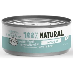 Υγρή Τροφή Γάτας Fresh Farm 100% Natural Μους με Λευκό Ψάρι 85gr