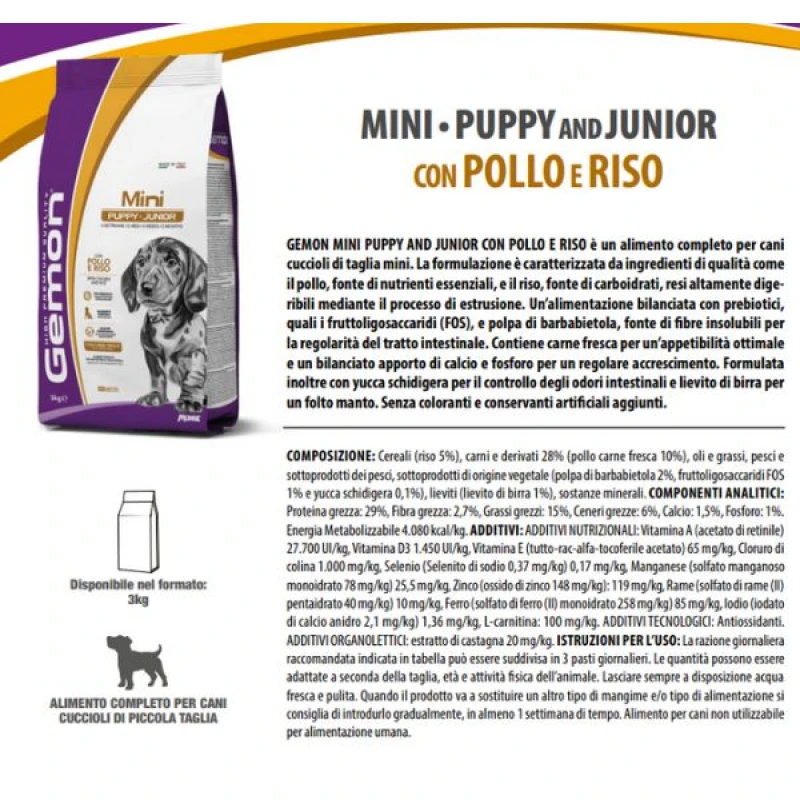 Gemon Mini Puppy & Junior Chicken & Rice 3kg ΣΚΥΛΟΙ