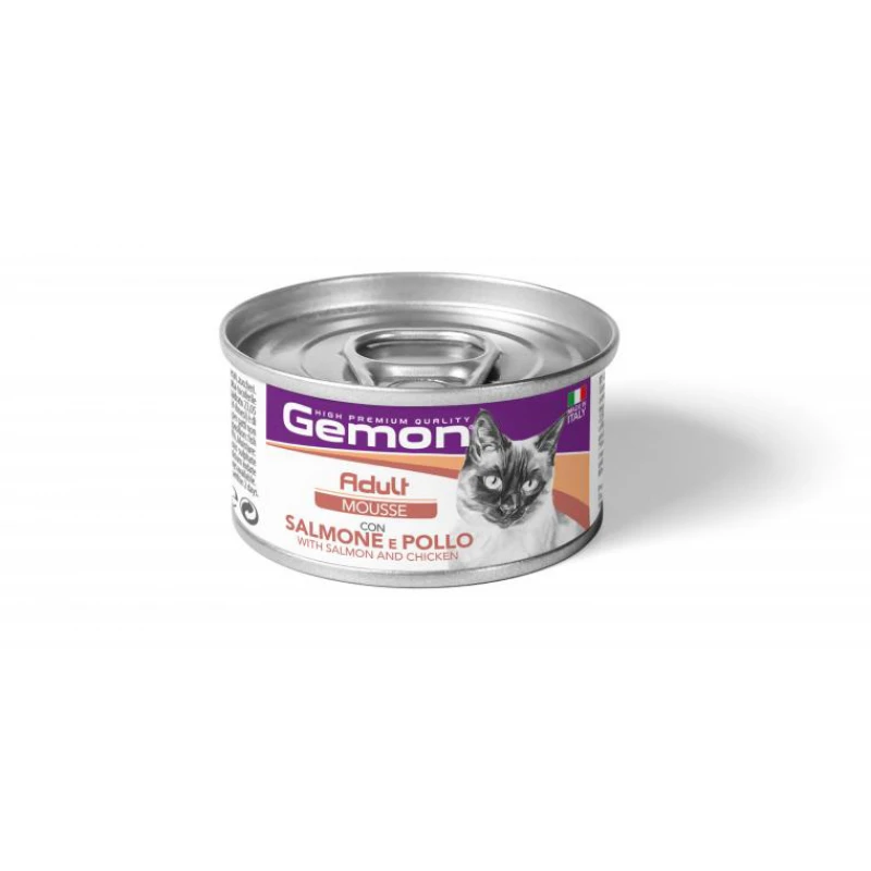 Υγρή Τροφή Γάτας Gemon Cat Mousse Adult Σολομός & Κοτόπουλο 85gr ΓΑΤΕΣ