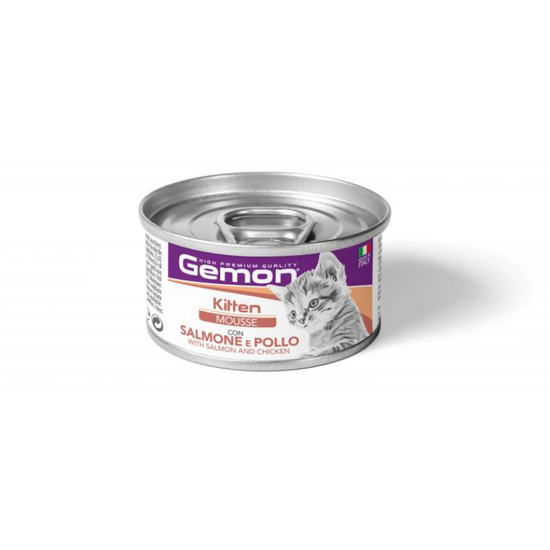 Υγρή Τροφή Γάτας Gemon Cat Mousse Kitten Σολομός & Κοτόπουλο 85gr ΓΑΤΕΣ