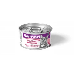 Υγρή Τροφή Γάτας Gemon Cat Mousse Sterilised Κοτόπουλο & Συκώτι 85gr