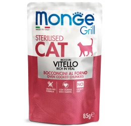Υγρή Τροφή Γάτας Monge Grill Cat Sterilised Rich in Veal 85gr Υγρή Τροφή Γάτας Monge Grill Cat Sterilised Rich in Veal 85gr