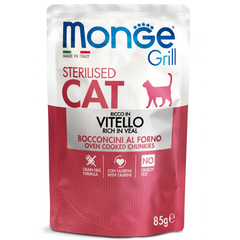 Υγρή Τροφή Γάτας Monge Grill Cat Sterilised Rich in Veal 85gr ΓΑΤΕΣ