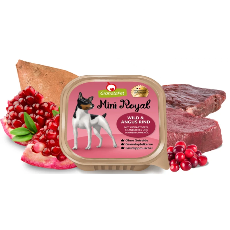 Granatapet Mini Royal 150gr με Ελάφι και Μοσχάρι Angus με γλυκοπατάτα και cranberries ΣΚΥΛΟΙ