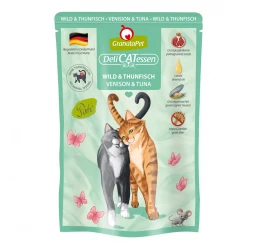Υγρή Τροφή Γάτας Granatapet Delicatessen Venison & Tuna 85gr με Ελάφι & Τόνο σε Φακελάκι