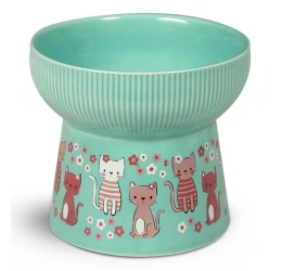 Glee Κεραμικό Μπολ Σκύλου & Γάτας Υπερυψωμένο Bloom Kitten Τιρκουάζ S 250ml