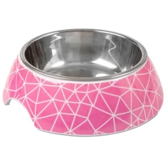 Glee Μπολ Μελαμίνης Σκύλου & Γάτας Ροζ Rhombus L 700ml
