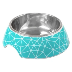 Glee Μπολ Μελαμίνης Σκύλου & Γάτας Τιρκουάζ Rhombus L 700ml