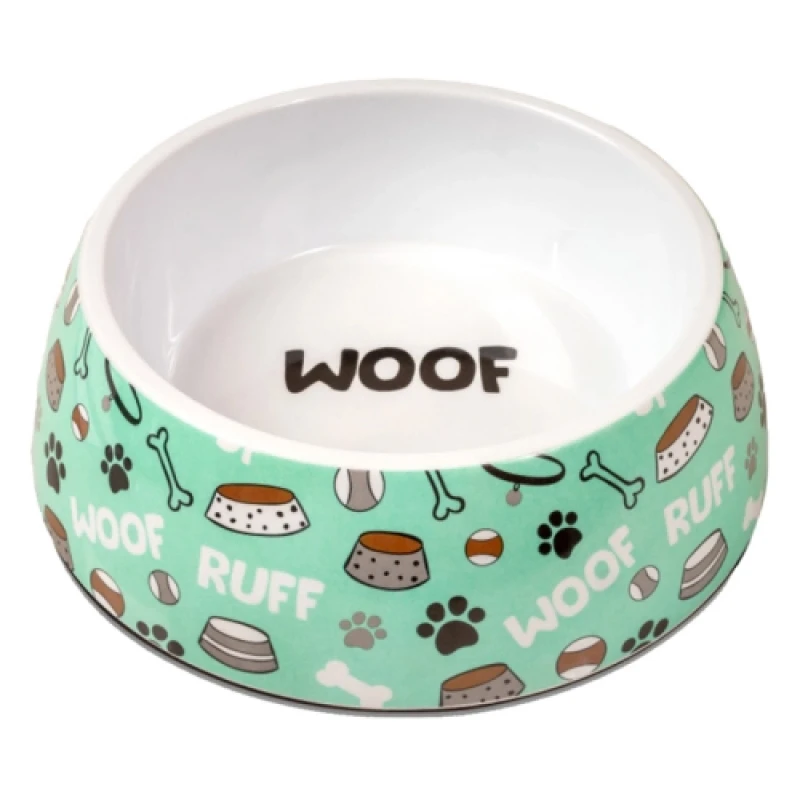 Glee Μπολ Μελαμίνης Σκύλου & Γάτας Τιρκουάζ Woof Ruff M 500ml Σκύλοι