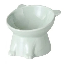 Kεραμικό Μπολ Γατούλα Υπερυψωμένο 13cm 250ml Λευκό