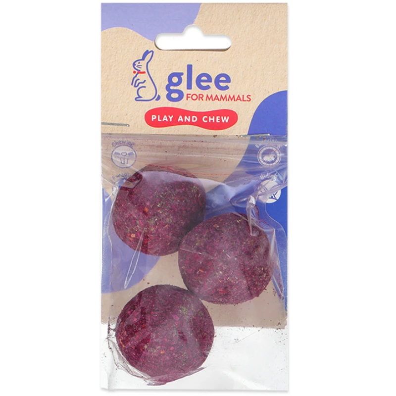 Παιχνίδι - Λιχουδιά για Τρωκτικά Glee Baked Timothy Hay Ball with Rose 4cm 3τμχ Μικρά Ζώα - Κουνέλια