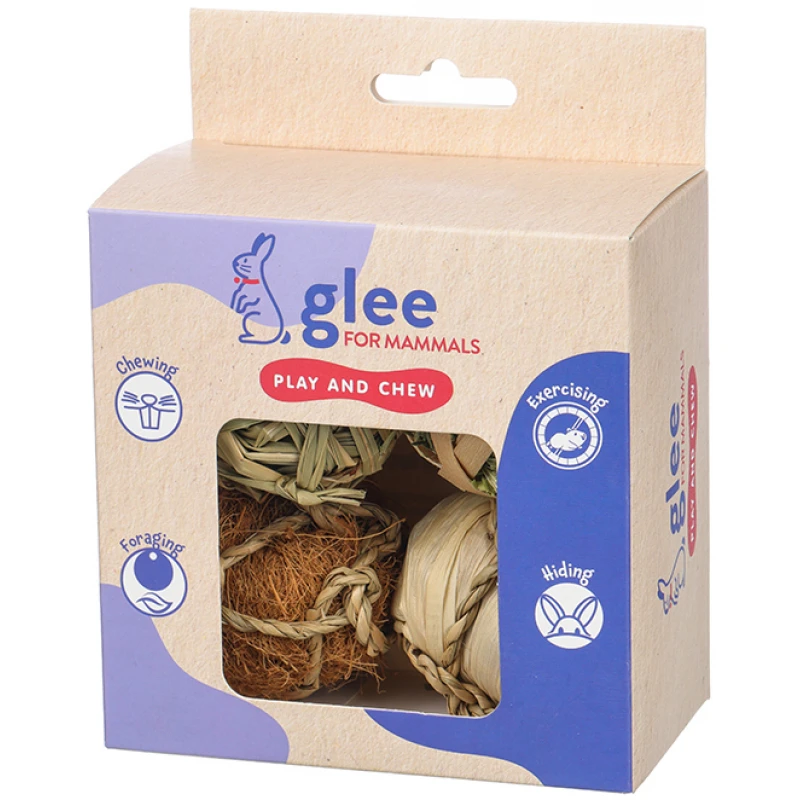Παιχνίδι - Λιχουδιά για Τρωκτικά Glee Natural Balls 5cm 4τμχ Μικρά Ζώα - Κουνέλια