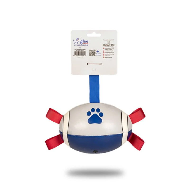 Παιχνίδι Σκύλου Glee Rugby Ball Medium Λευκό - Μπλε 15x15cm Σκύλοι Παιχνίδι Σκύλου Glee Rugby Ball Medium Λευκό - Μπλε 15x15cm Σκύλοι