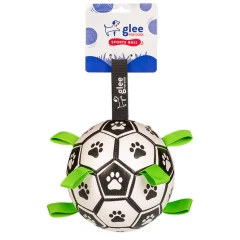 Παιχνίδι Σκύλου Glee Soccer Ball Λευκο - Μαύρο Large 18x18cm