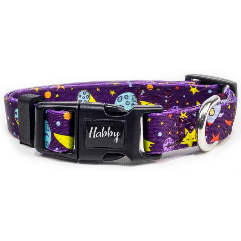 Περιλαίμιο Σκύλου Habby "Galaxy" Medium 15mm x 25-35cm Μωβ ΣΚΥΛΟΙ