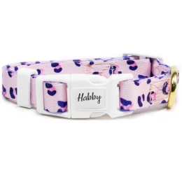 Περιλαίμιο Σκύλου Habby "Pink Leopard" Medium 15mm x 25-35cm Ροζ