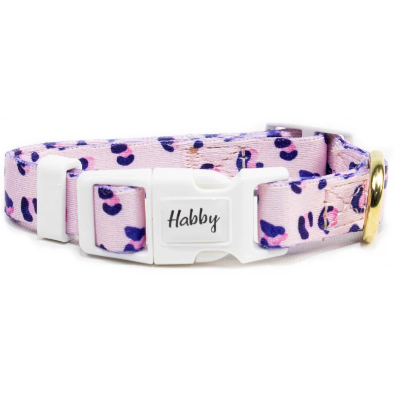 Περιλαίμιο Σκύλου Habby "Pink Leopard" Medium 15mm x 25-35cm Ροζ ΣΚΥΛΟΙ