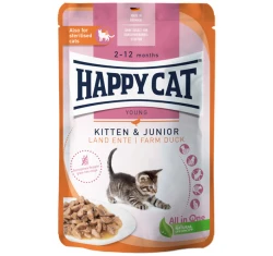 Υγρή Τροφή Γάτας Happy Cat Kitten & Junior Πάπια σε Σάλτσα 85gr