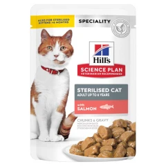 Hill’s Science Plan Sterilized Cat Young Adult Υγρή Τροφή Γάτας με Σολομό 85gr (Φακελάκι) 2+1 Δώρο