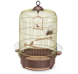 Imac Milly Στρογγυλό Κλουβί για Πτηνά Χρυσό - Καφέ 33x46cm