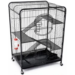 Κλουβί για Τρωκτικά Πολλαπλών Επιπέδων 64x43.5x92.5cm Μαύρο