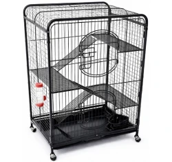 Κλουβί για Τρωκτικά Πολλαπλών Επιπέδων 64x43.5x92.5cm Μαύρο