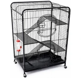 Κλουβί για Τρωκτικά Πολλαπλών Επιπέδων 64x43.5x92.5cm Μαύρο